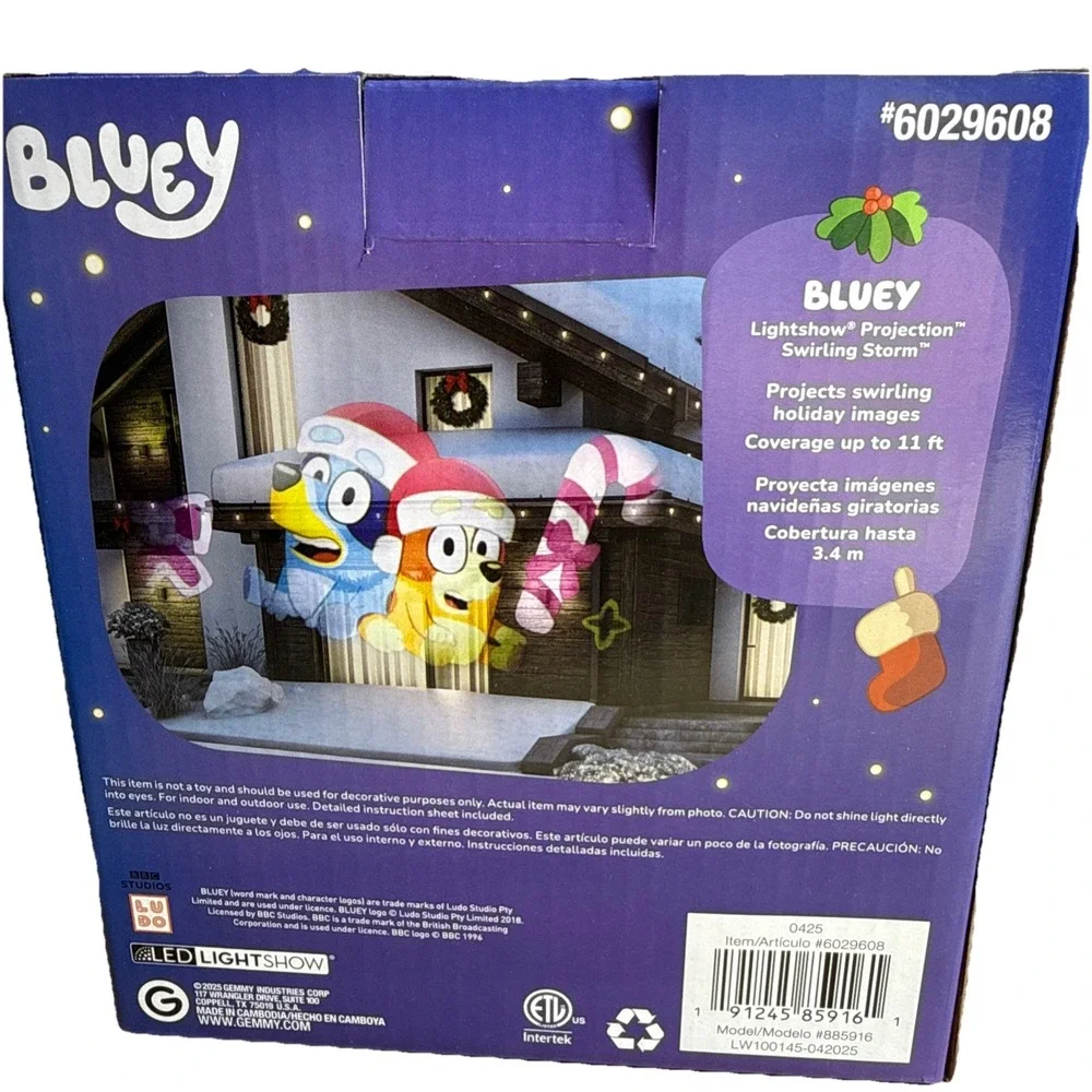 Bluey Christmas Holiday Lightshow Projector Swirling‎ Images 11ft Coverage NIB